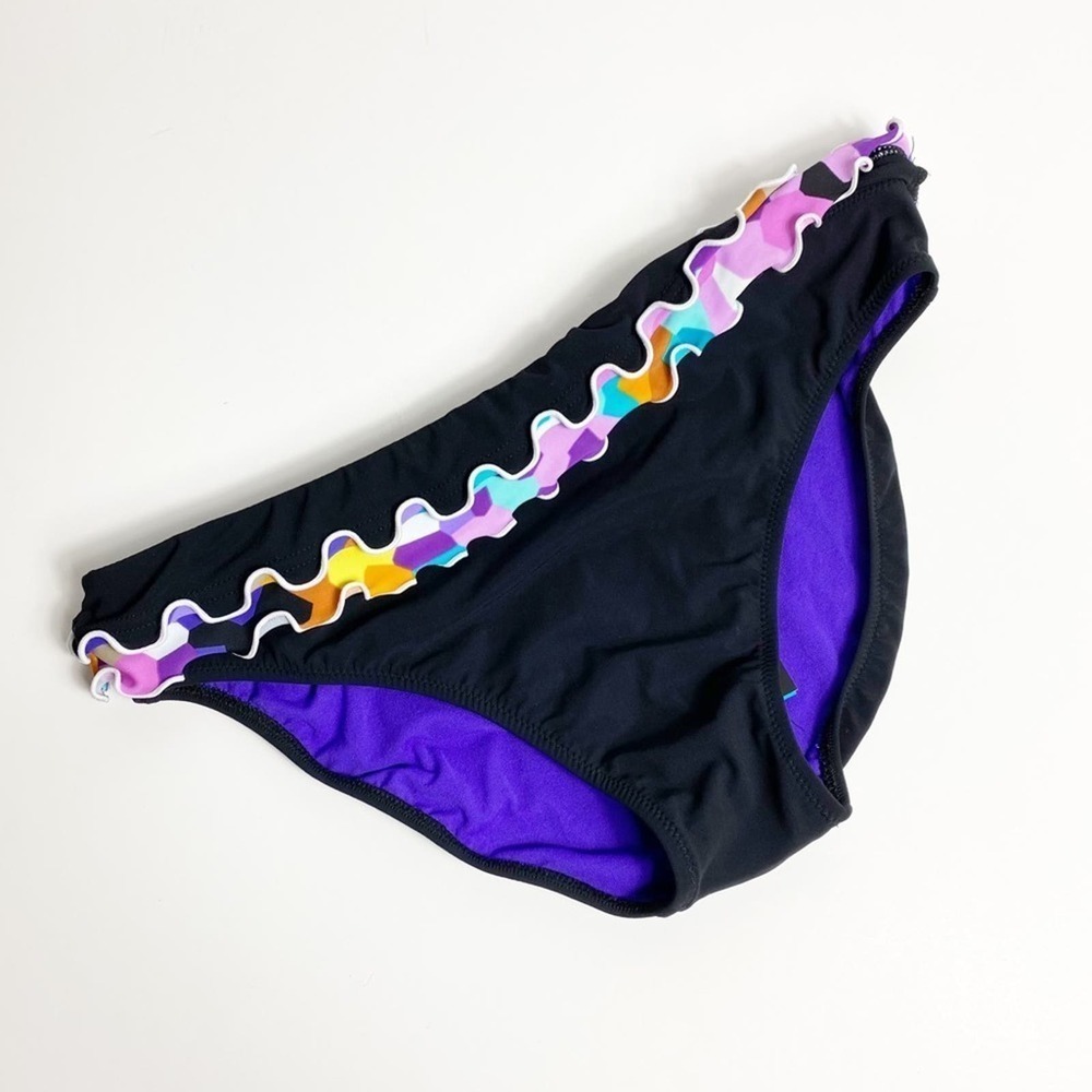 Profile Women Swimming Bikini Black Multicolor Bottom Size 12 NEW WITH TAGS